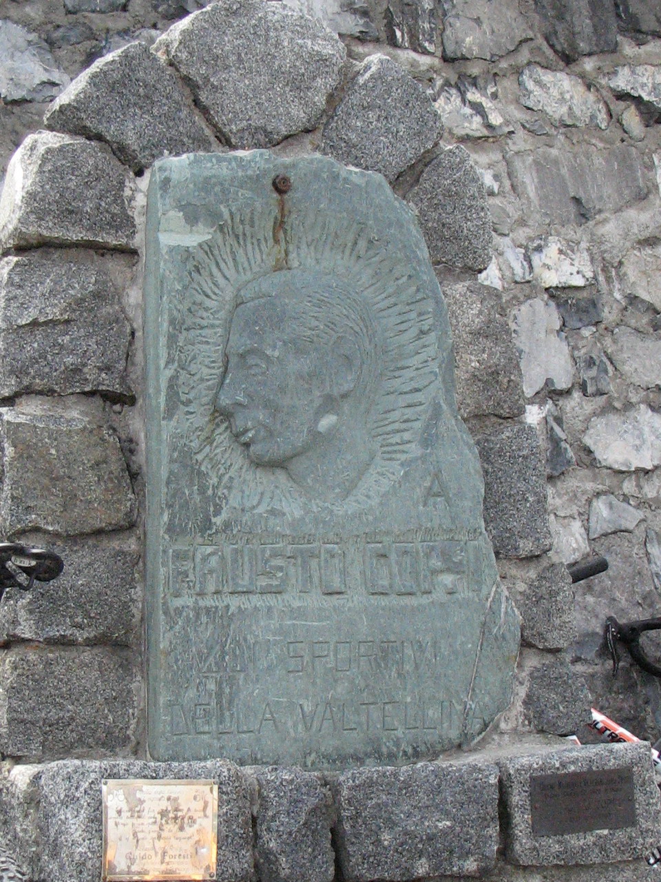 Coppi monument at the Stelvio summit